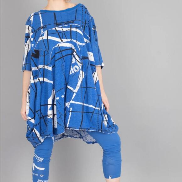 Rundholz black label globe apple print tunic dress one size fits most - Picture 1 of 8